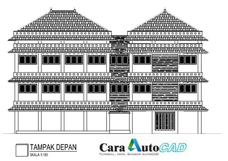 Gambar Gedung 3 Lantai DWG Cara AutoCAD