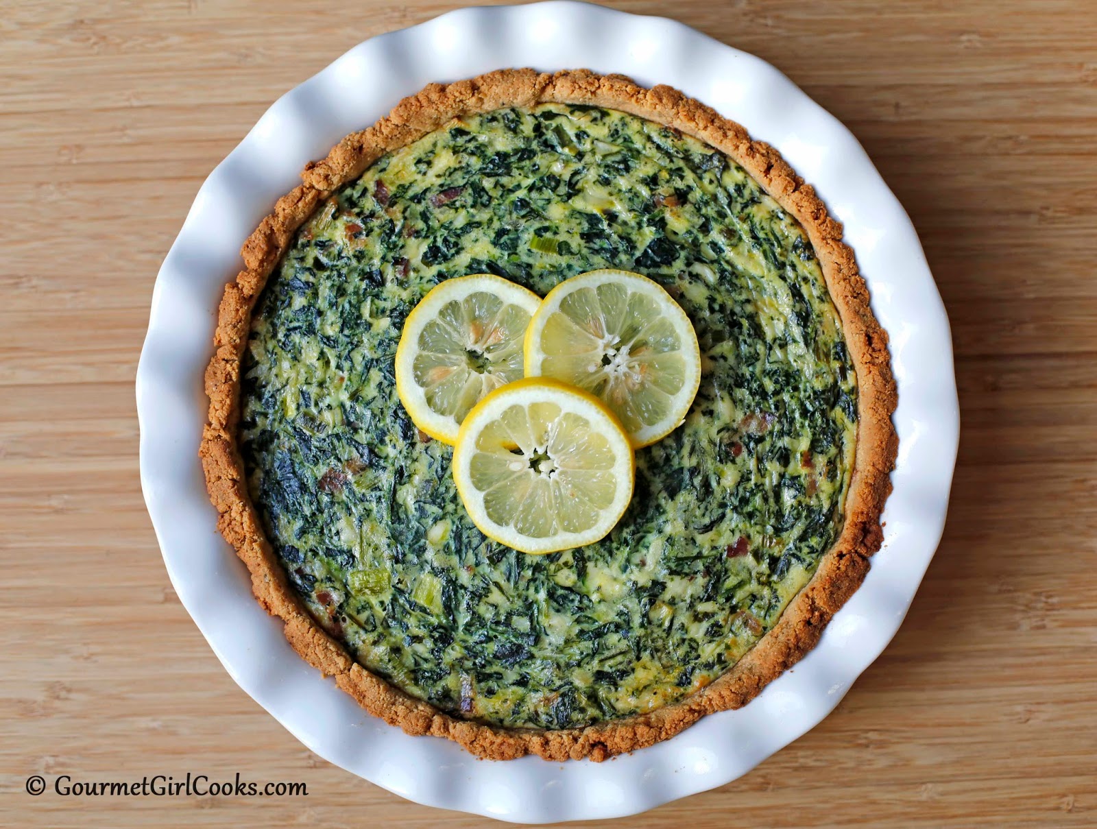 Gourmet Girl Cooks Greek Style SpinachFeta Pie w/ Bacon Low Carb