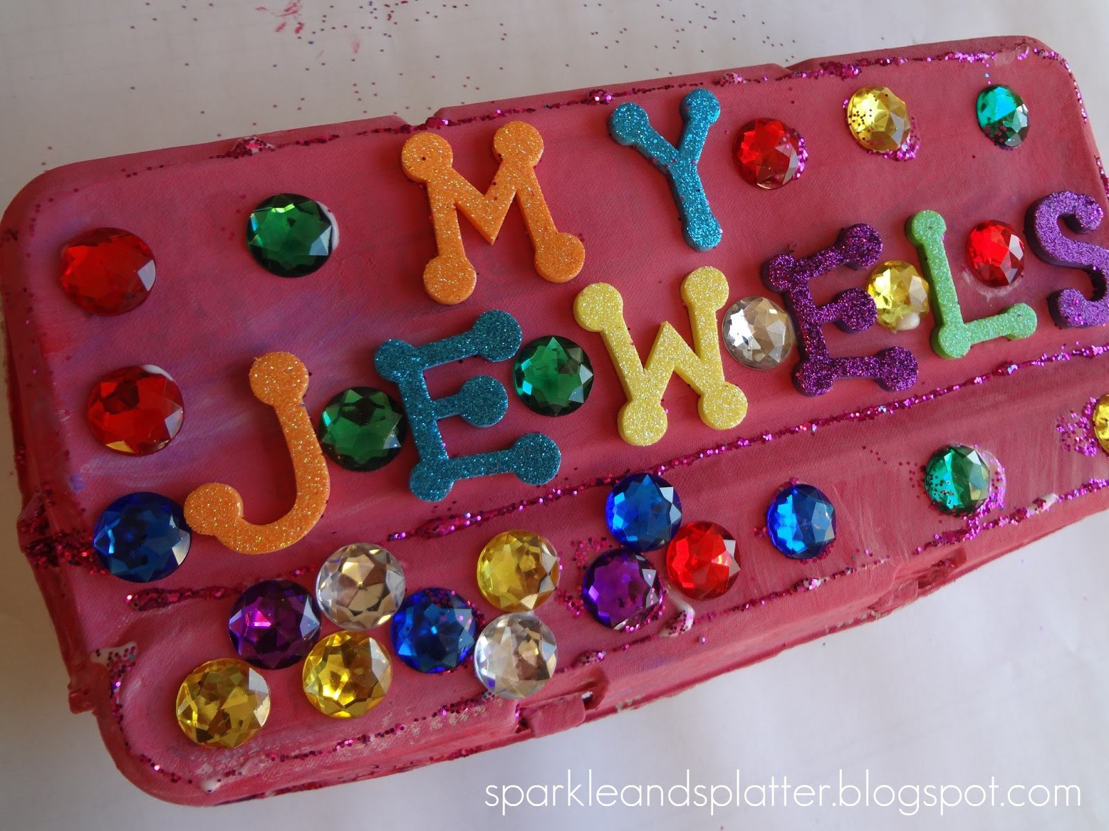 Sparkle and Splatter Egg Carton Jewelry Box