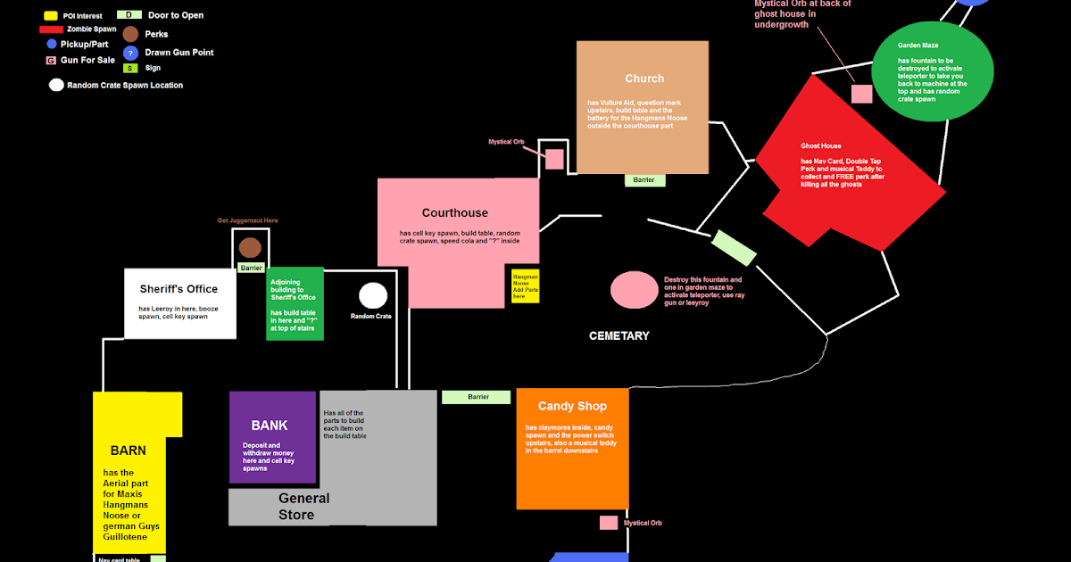 Zombified Call Of Duty Zombie Map Layouts Secrets Easter Eggs And Walkthrough Guides General Map Layout For Buried Zombie Map Cod Black Ops 2 Vengeance Dlc
