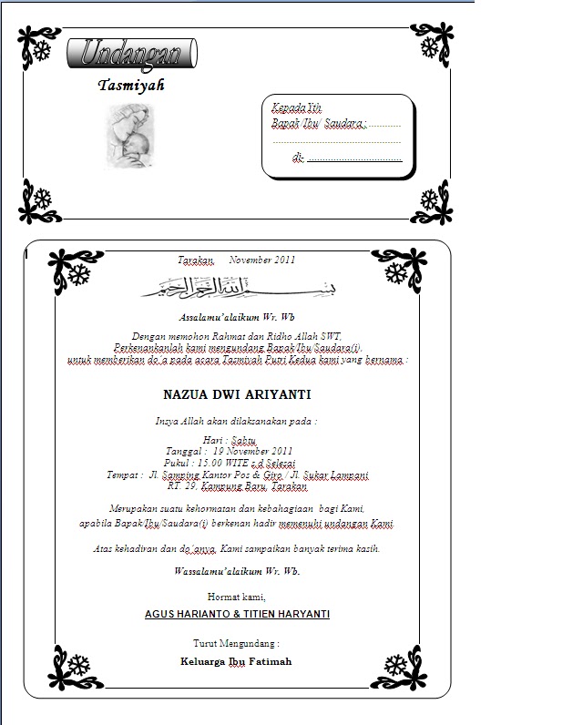 untuk jd undangan tasmiyah akhirnya jadi deh disini download undangan ... untuk jd undangan tasmiyah akhirnya jadi deh disini download undangan ...