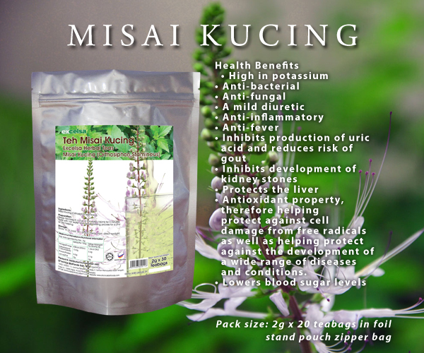 EXCELSA JAVA HERBAL TEA, TEH MISAI KUCING EXCELSA BIOFOODS