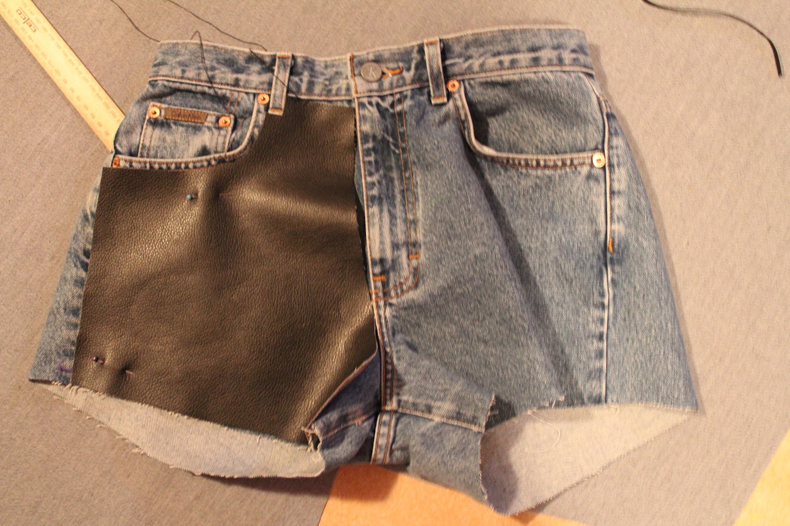 Better then new DIY denim/ leather shorts