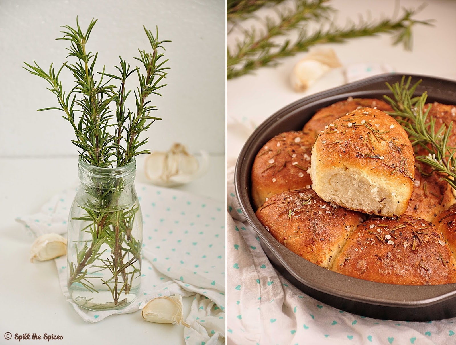 Eggless Rosemary Garlic Dinner Rolls BreadBakers Spill the Spices