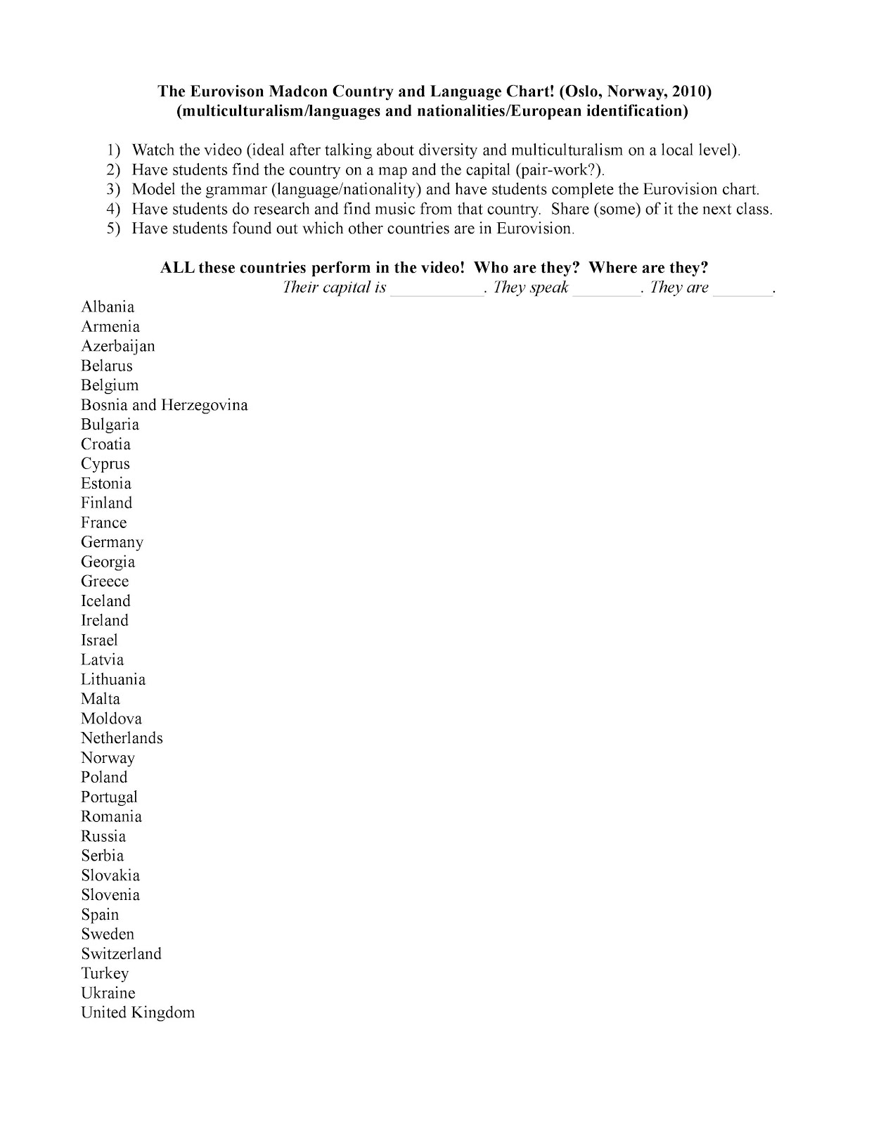 english language through civic education elce the european union european country music charts