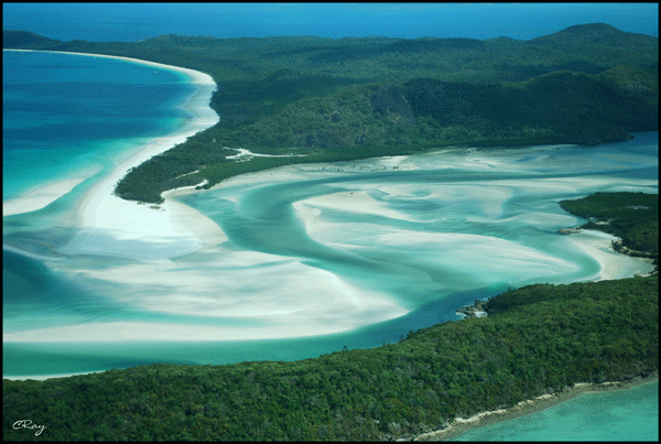 Ariel view of the Whitsunday Islands in Australia