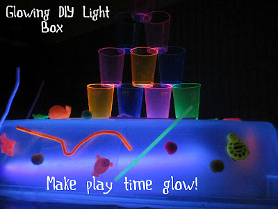 homemade DIY blacklight table glowing blacklight play activities