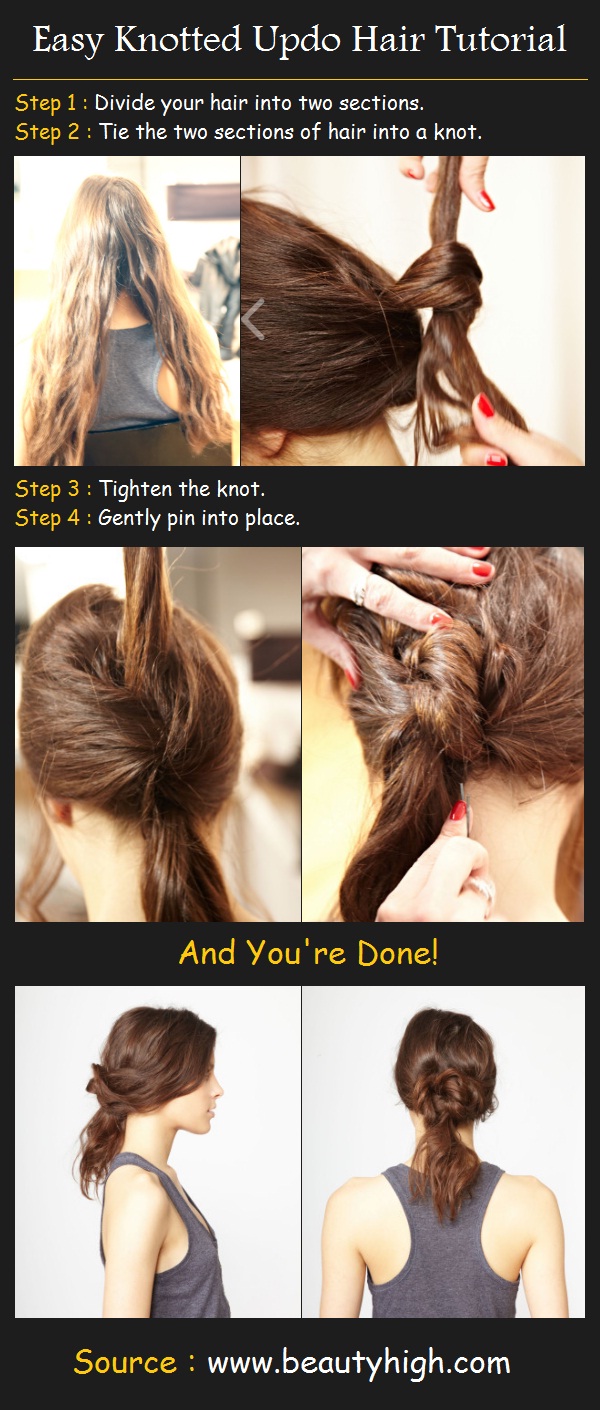 Easy Knotted Updo Hair Tutorial Pinterest Tutorials