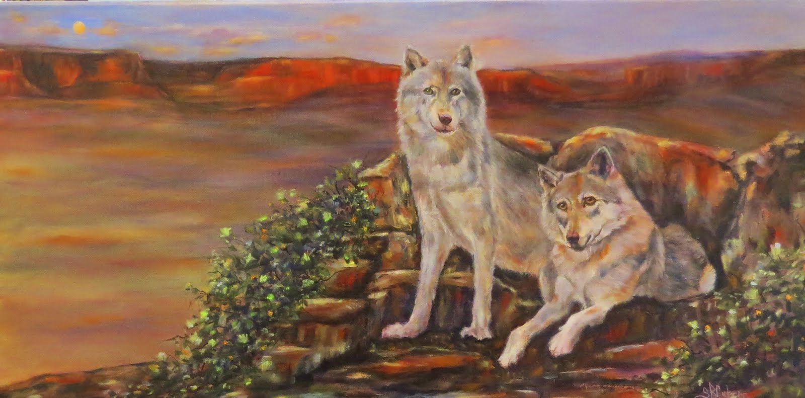 Two Wolves and a Sunset