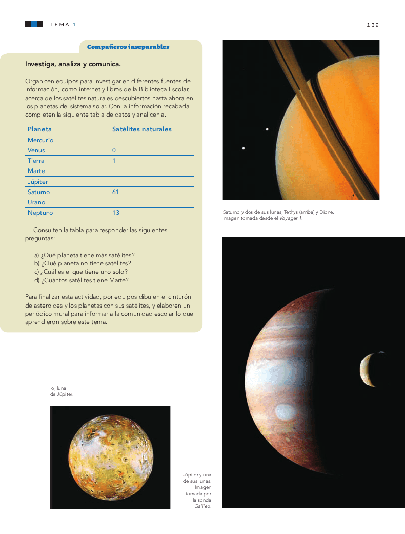 Descripción del Sistema Solar Ciencias Naturales Bloque 5to Apoyo