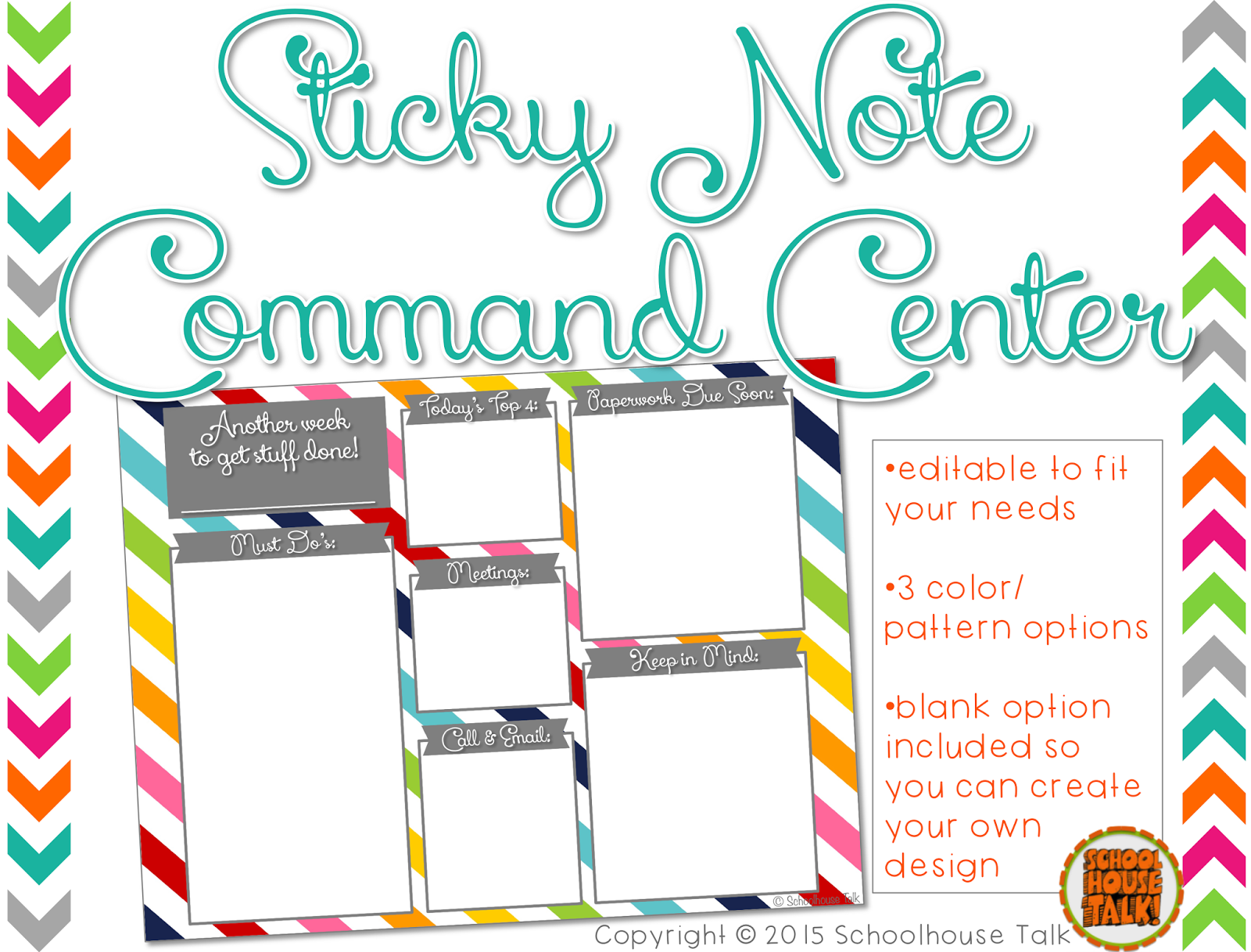 Schoolhouse Talk! Sticky Note Command Center {free download}