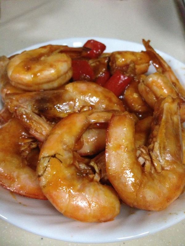 Old school ketchup prawns by Emy Lee's mom