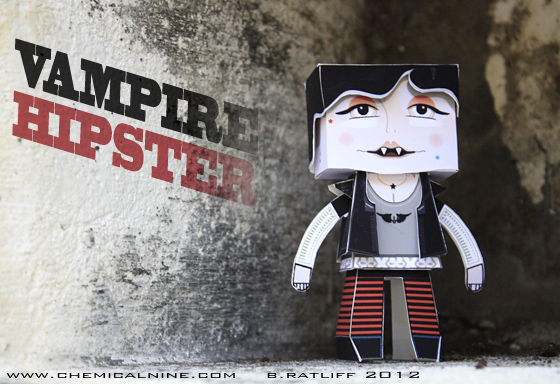 Papercraft imprimible y armable de un Vampiro Hipster / Vampire Hipster. Manualidades a Raudales.