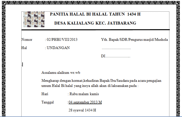 Yuri Contoh Undangan Halal Bihalal