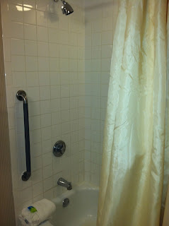 a shower curtain in a bathroom