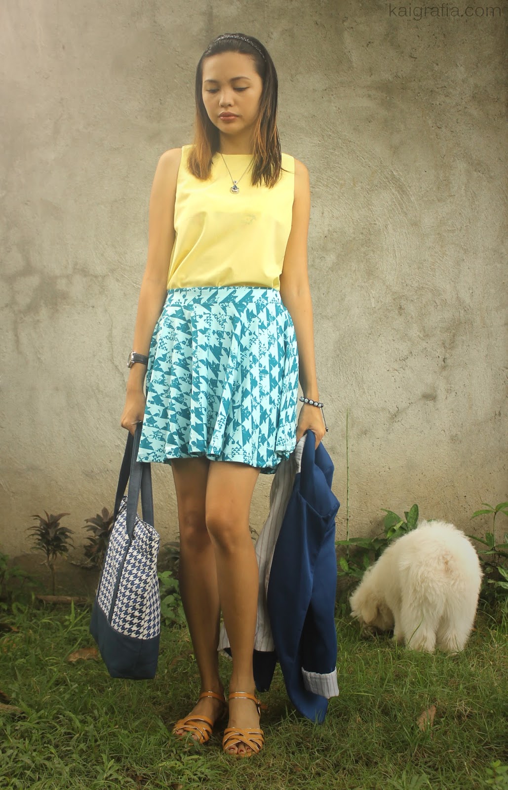 Yellow and Blue Plaid Skater Skirt