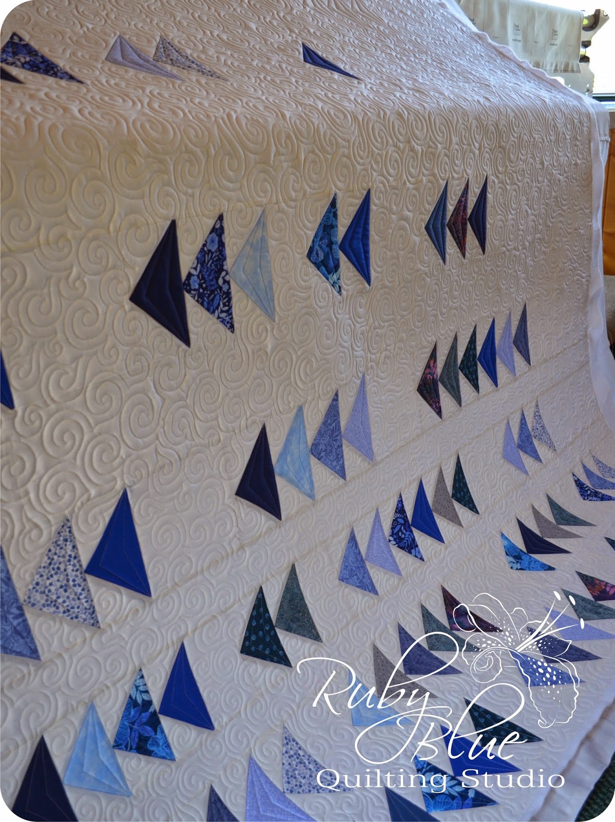 Ruby Blue Quilting Studio Machine Quilting Flying Geese