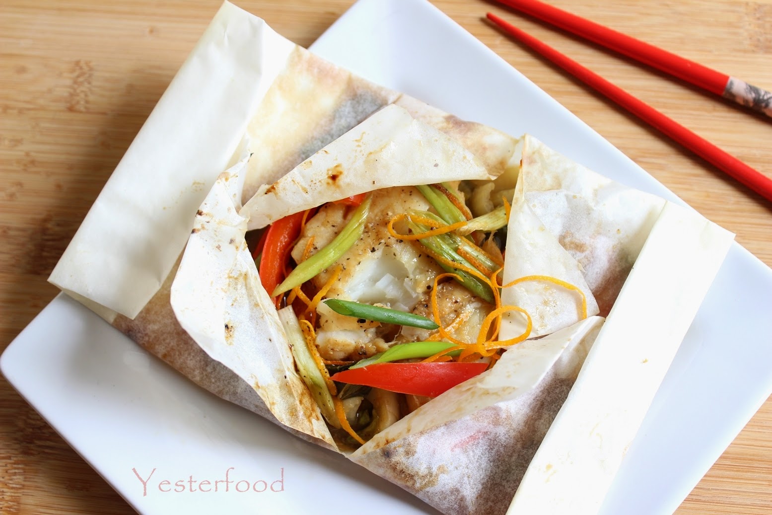 Yesterfood Teriyaki Halibut in Parchment