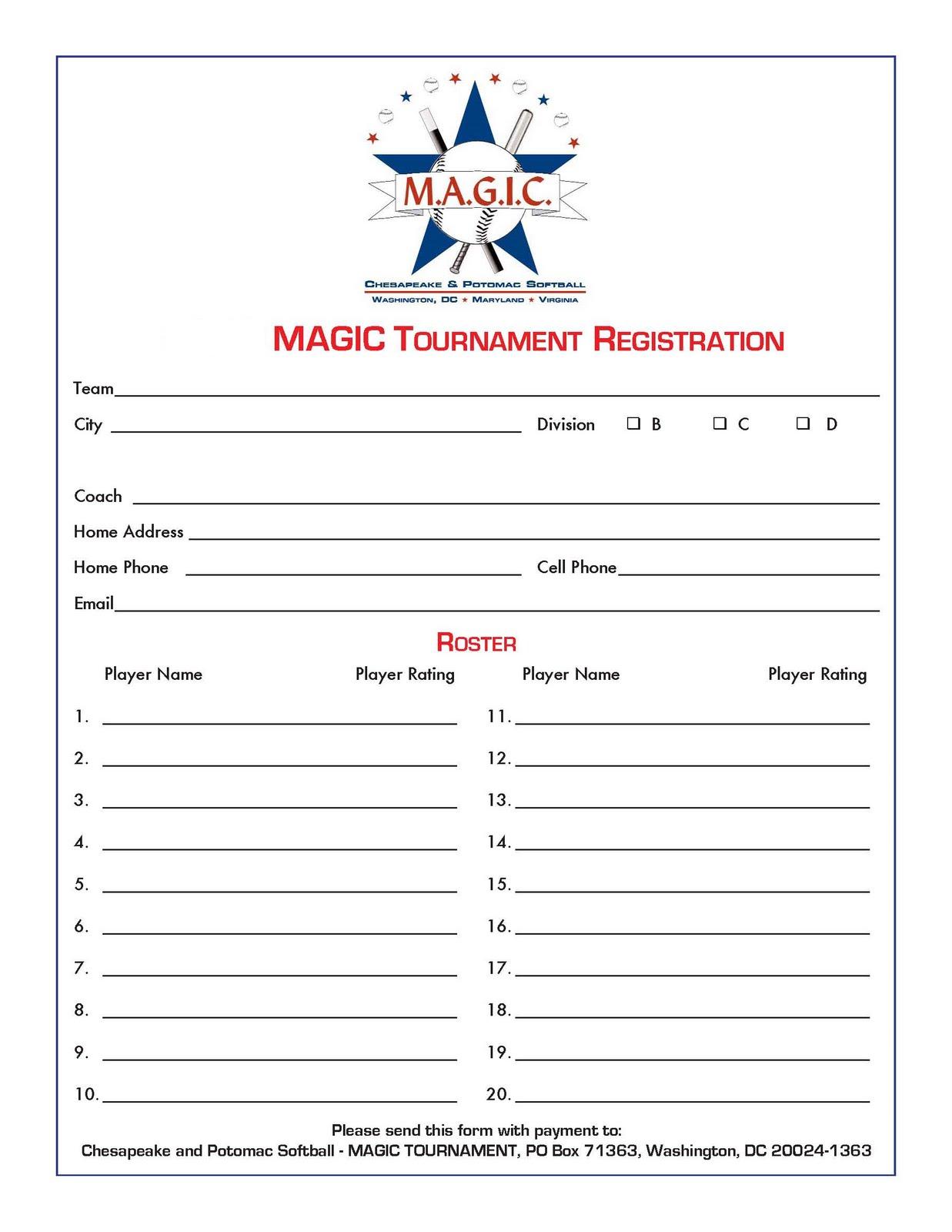 sports team registration form template magic tournament august 2011 sports team registration form template magic tournament august 2011