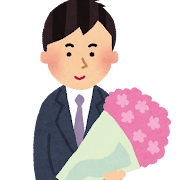 花束を持った男性のイラスト