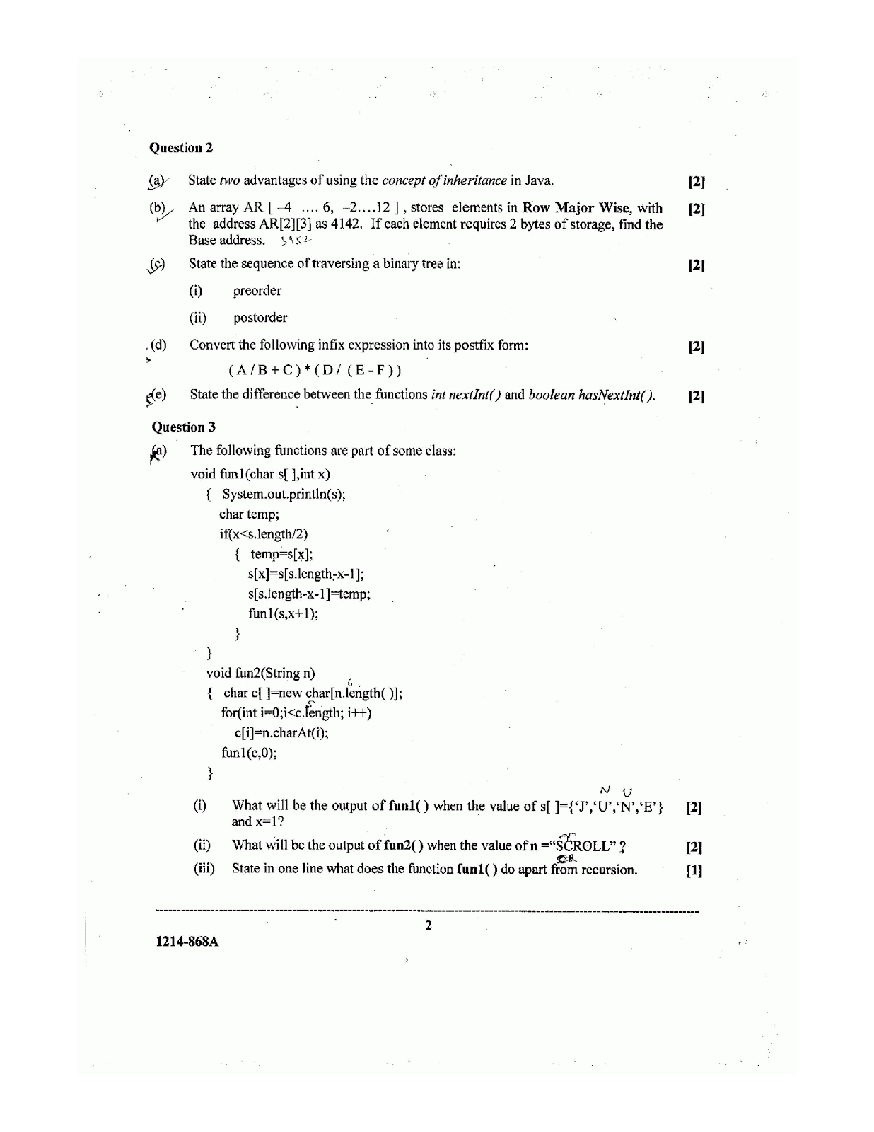 isc 2014 class 12th computer science question paper isc 2014 class 12th computer science question paper
