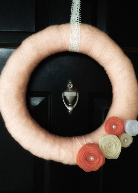 Handmade yarn wreath