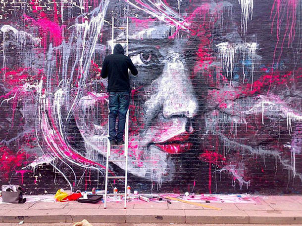 Arte Urbana - retratos femininos em graffiti de David Walker Arte Urbana - retratos femininos em graffiti de David Walker