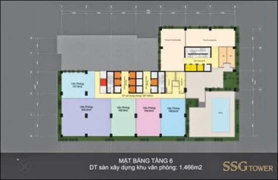 Mặt bằng tầng 6 văn phòng SSG Tower