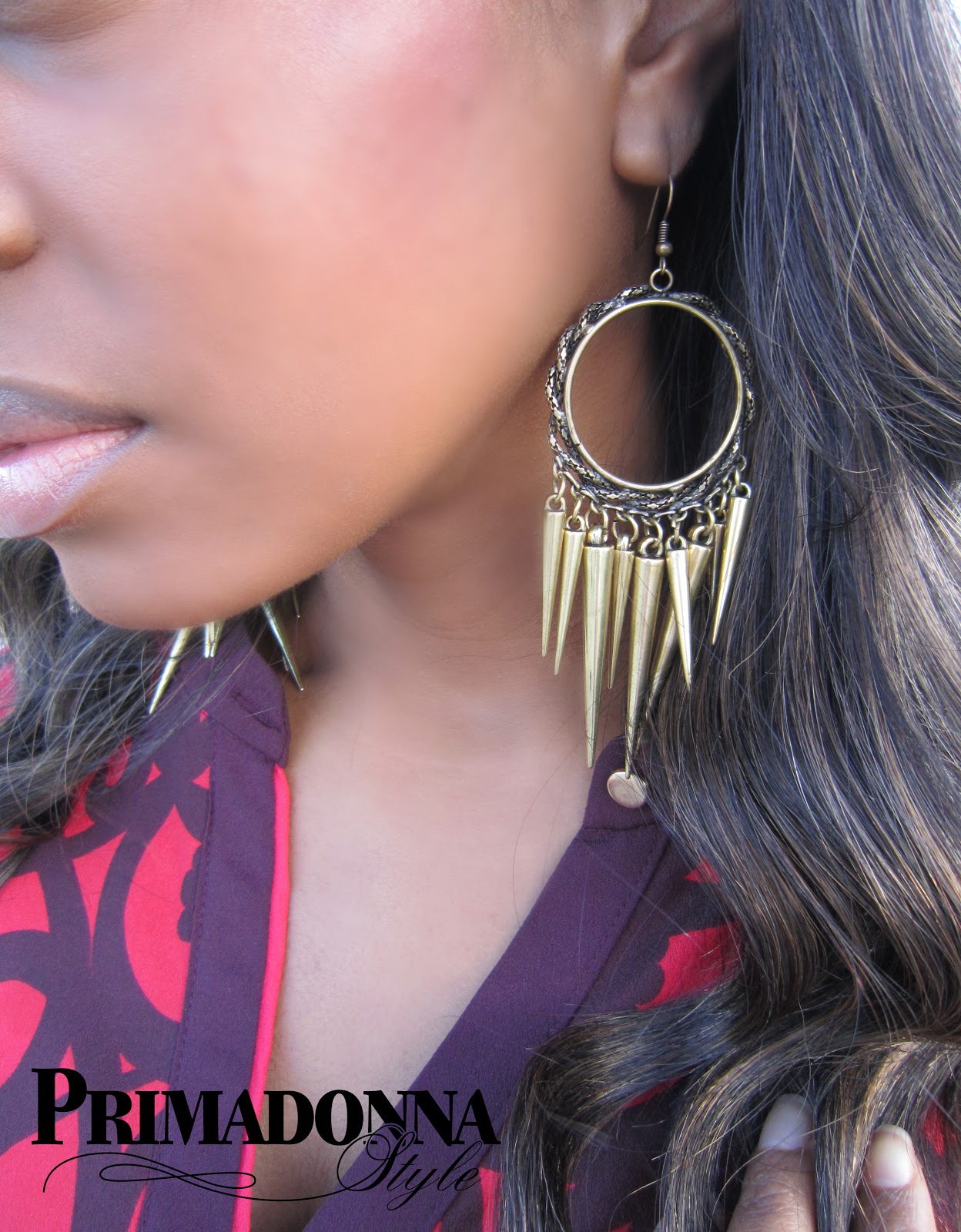 how to wear statement earrings, large spike earrings, gold spike earrings