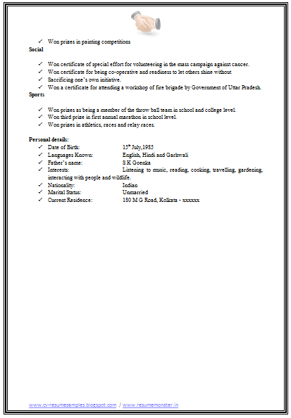 mba hr resumes