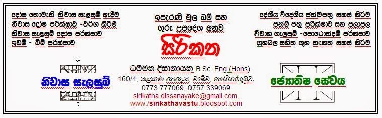 Sirikatha Vastu Home Plan Sinhala