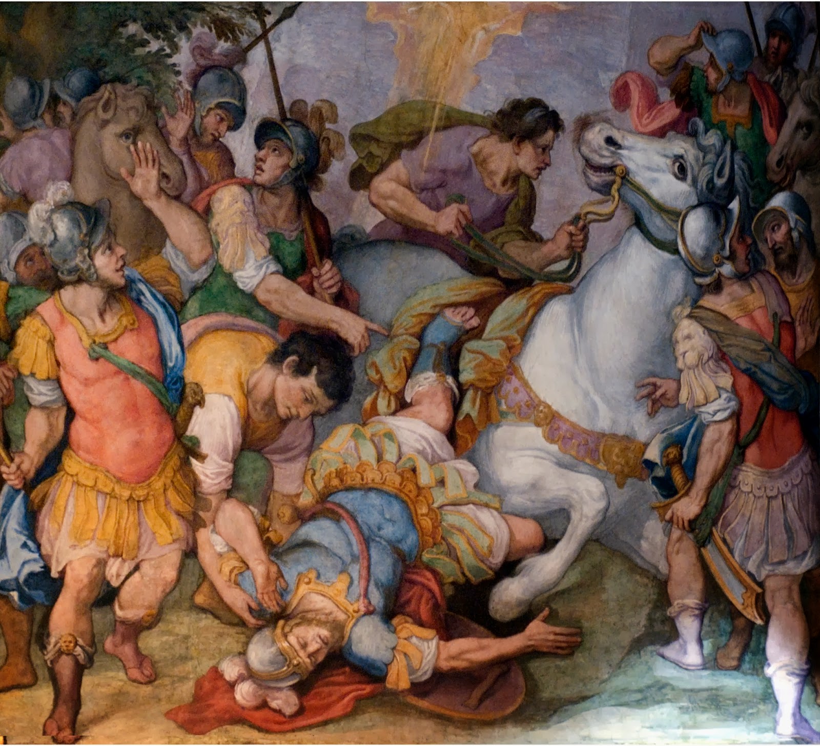 Conversion of St Paul; from Santa Maria in Traspontina (Rome), (I adjusted the image; the fresco is on a curved ceiling) dans images sacrée ConvStPaul_modified2