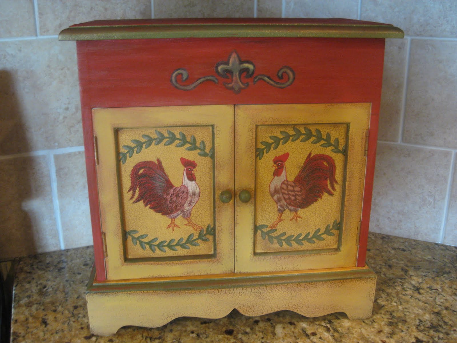 Gel stain for kitchen cabinets The last thing I did was paint the little swirls and fleur de lis at