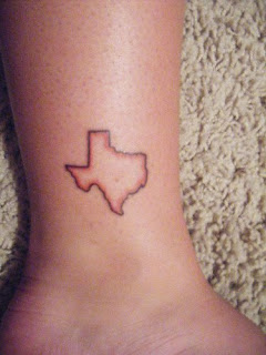 Texas State Ankle Tattoo Design - Map Tattoo