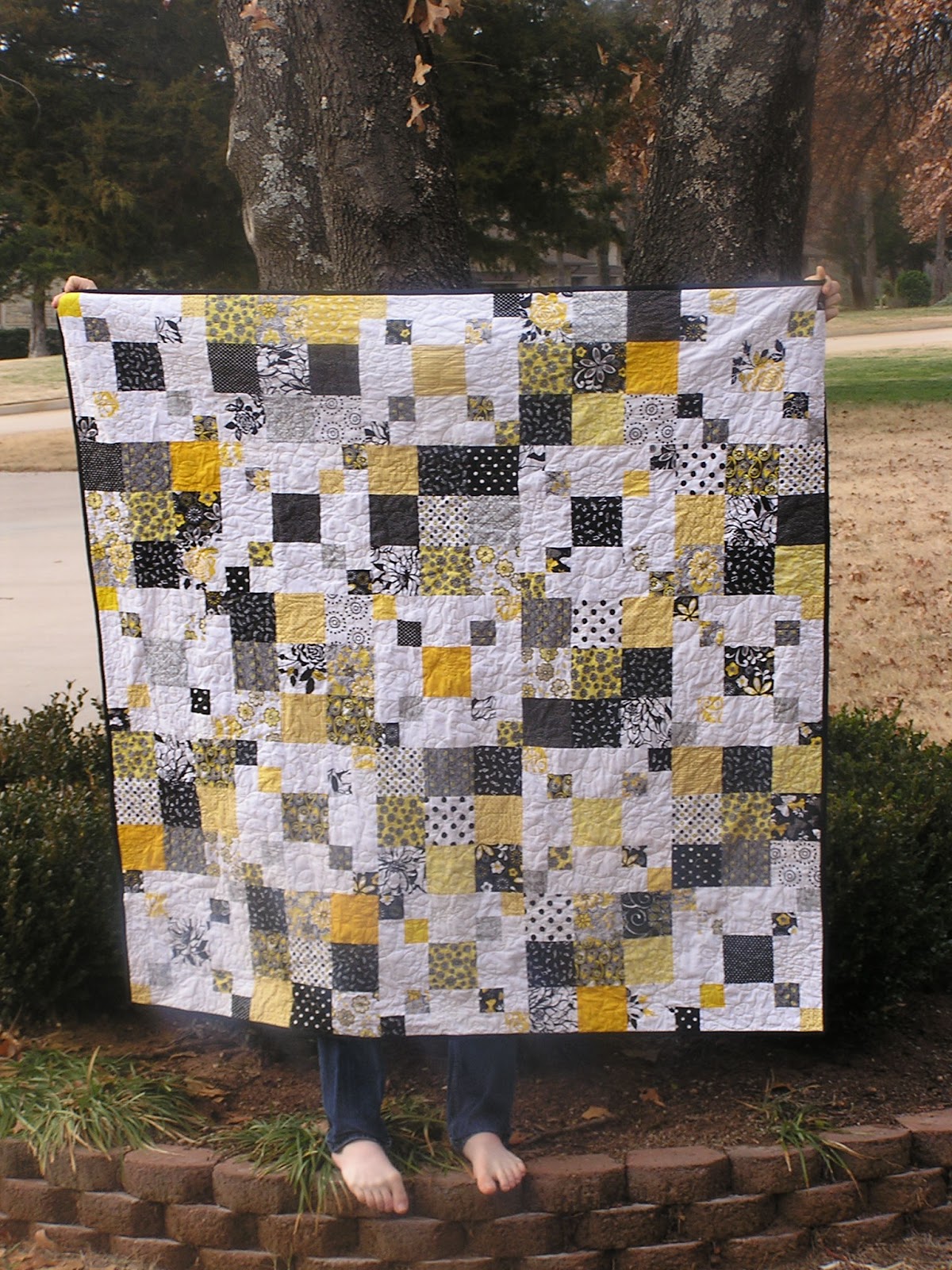 The Fleming's Nine Black and Yellow Scrap Quilt