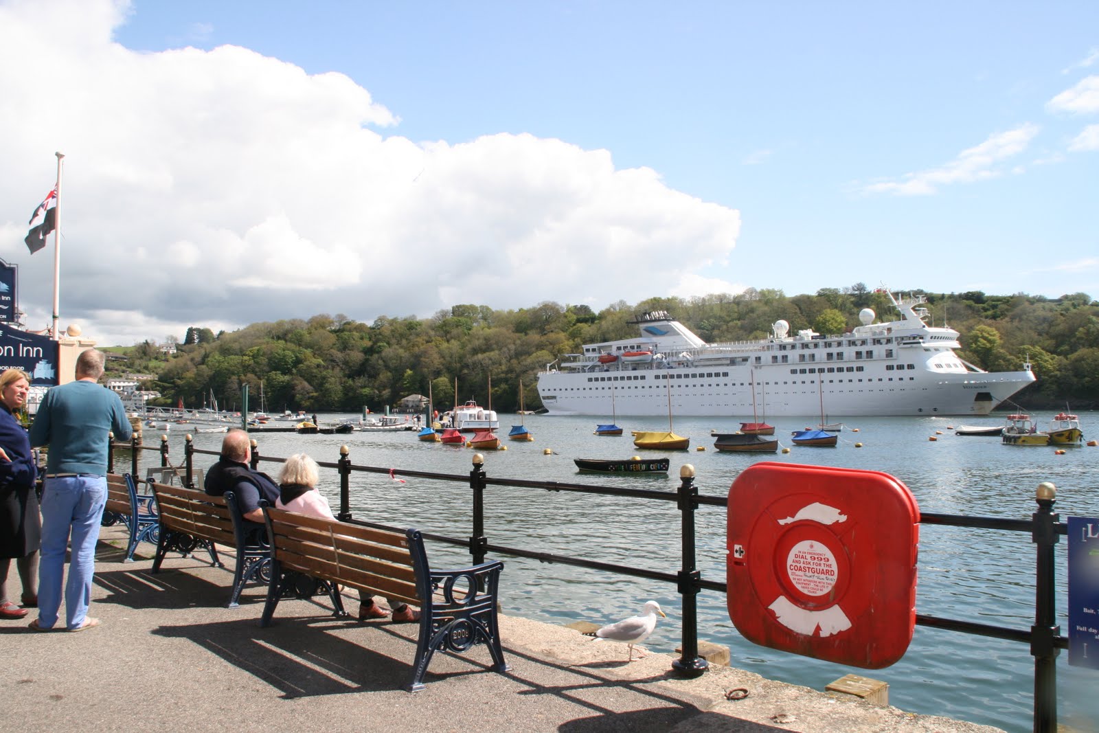Fowey Quay with MV Voyager