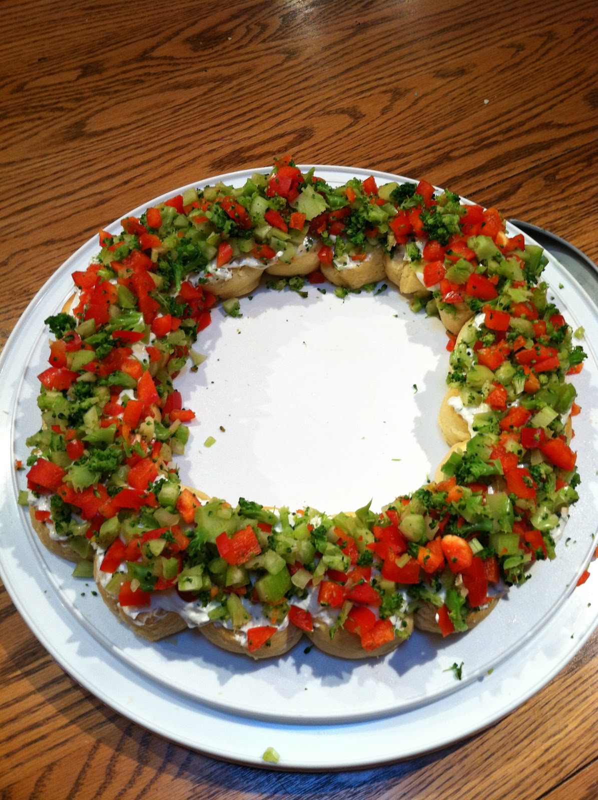 Irreplaceable is being different: Christmas Crescent roll Veggie Wreath