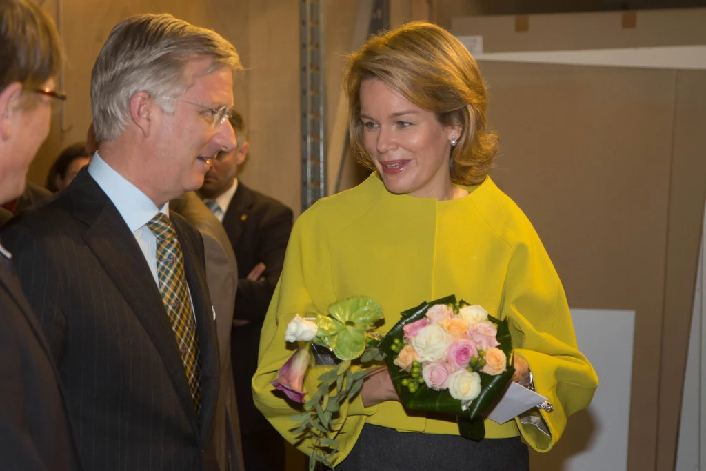 Queen Mathilde of Belgium visits Mathy by Bois in Couvin in Namur,