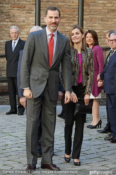 King Felipe VI of Spain and Queen Letizia of Spain visit the Aljaferia Palace on March 10, 2015 in Zaragoza, Spain