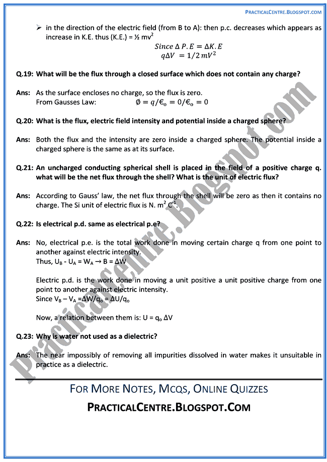 electrostatics-question-answers-physics-12th