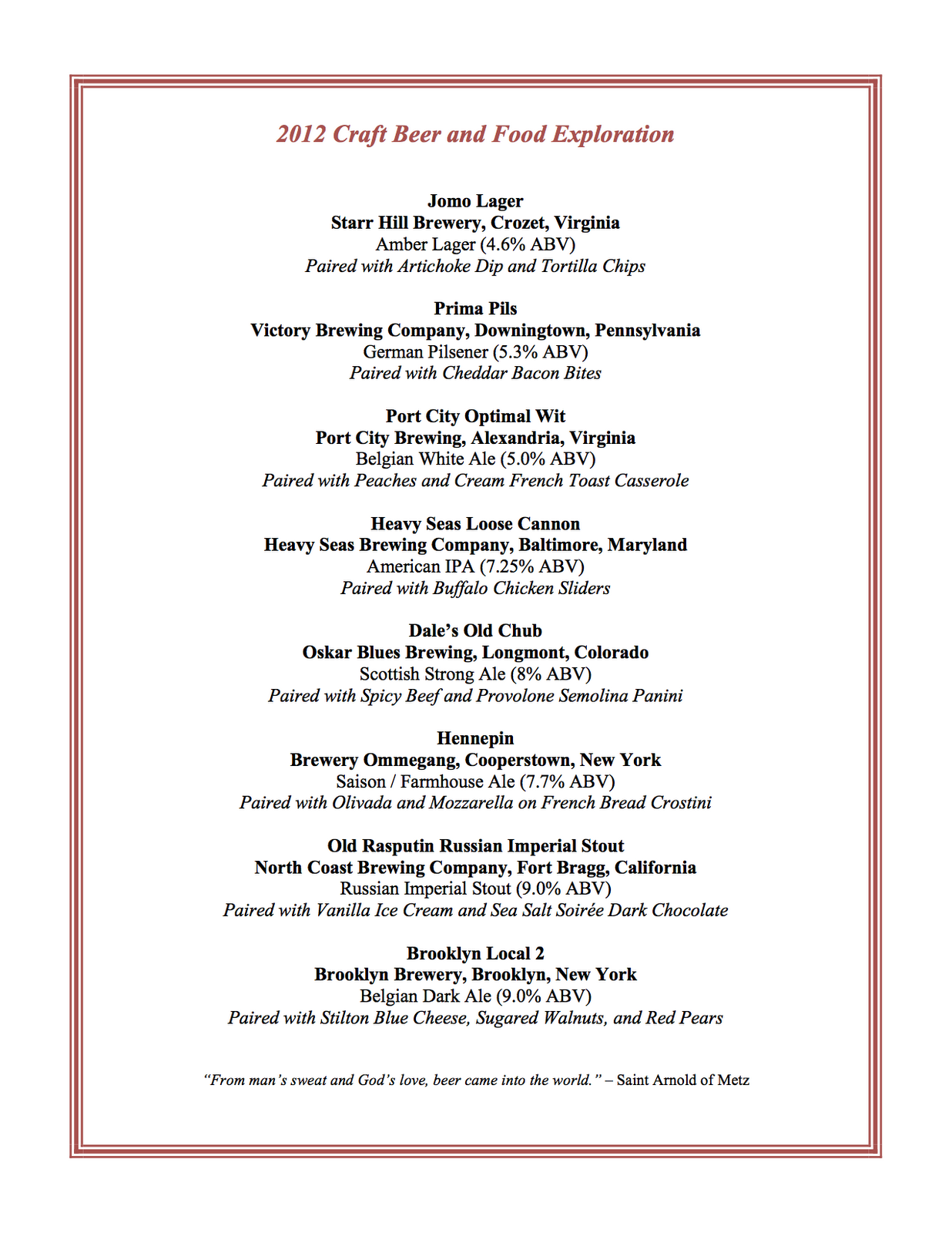 Musings Over a Barrel Beer & Food Tasting, Round 2