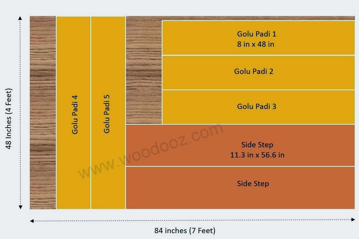 Sample dimension for 8 inch steps golu padi tutorial