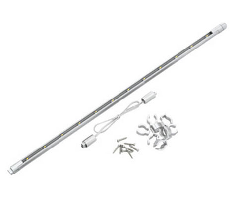 Cool White 60cm LED Striplight cool white in silver. A straight LED strip light of 600mm length, in a silver finish, offering 4000K cool white LED light, ideal for subtle downlighting. Cool White 60cm LED Striplight cool white in silver