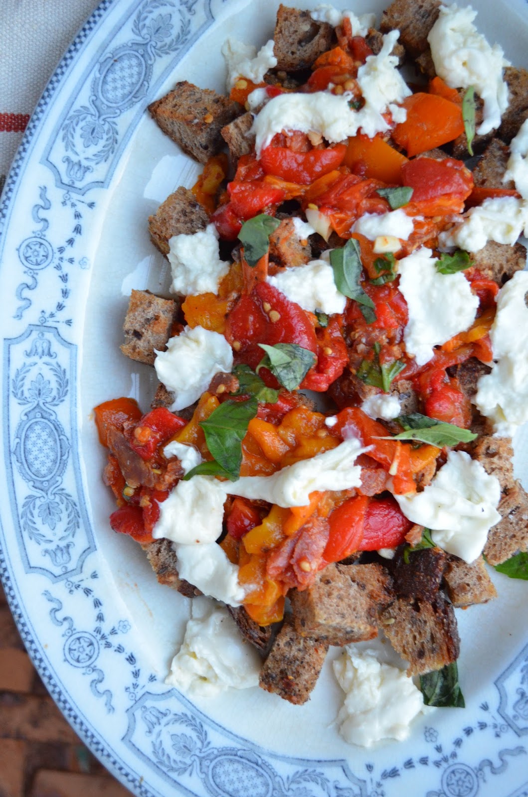 amour fou(d) roasted pepper and tomato panzanella.
