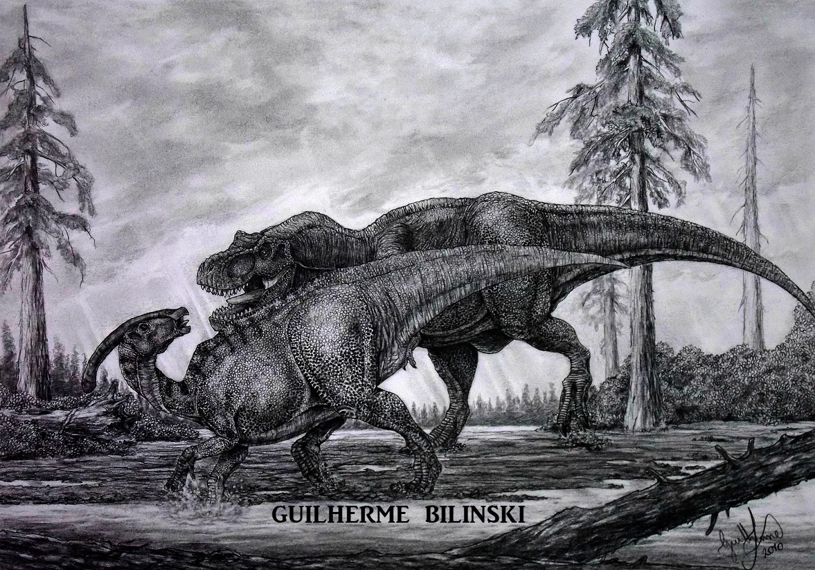 'T. rex' vs 'Parasaurolophus' - Brazilian PaleoArt