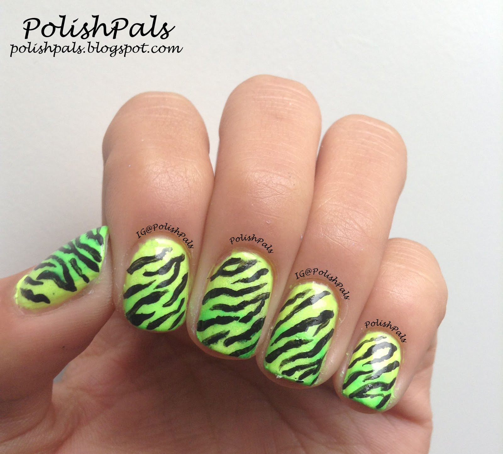 Polish Pals Neon Zebra Nails