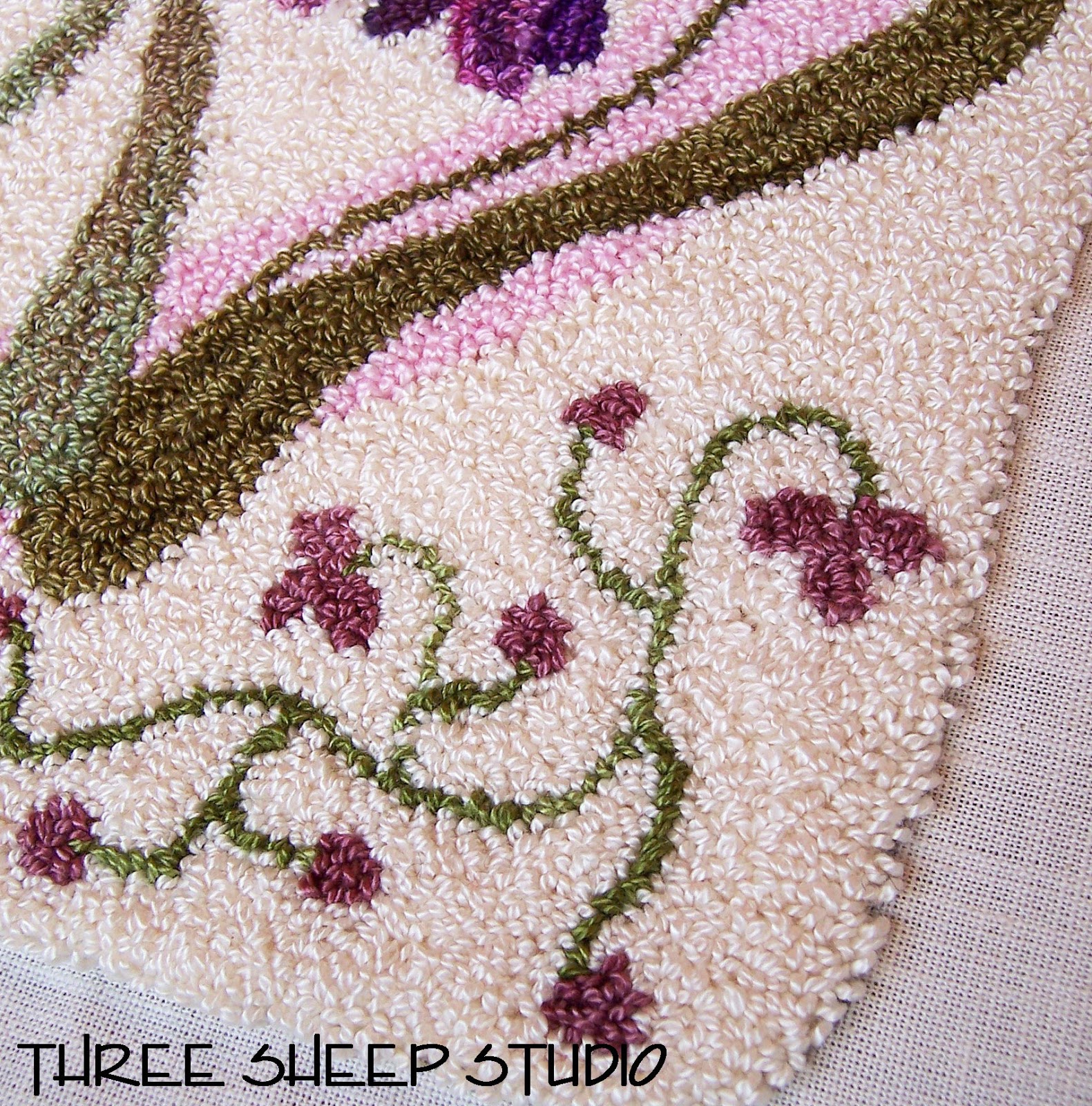 Three Sheep Studio "Flowers From The Heart" Punch Needle Embroidery...