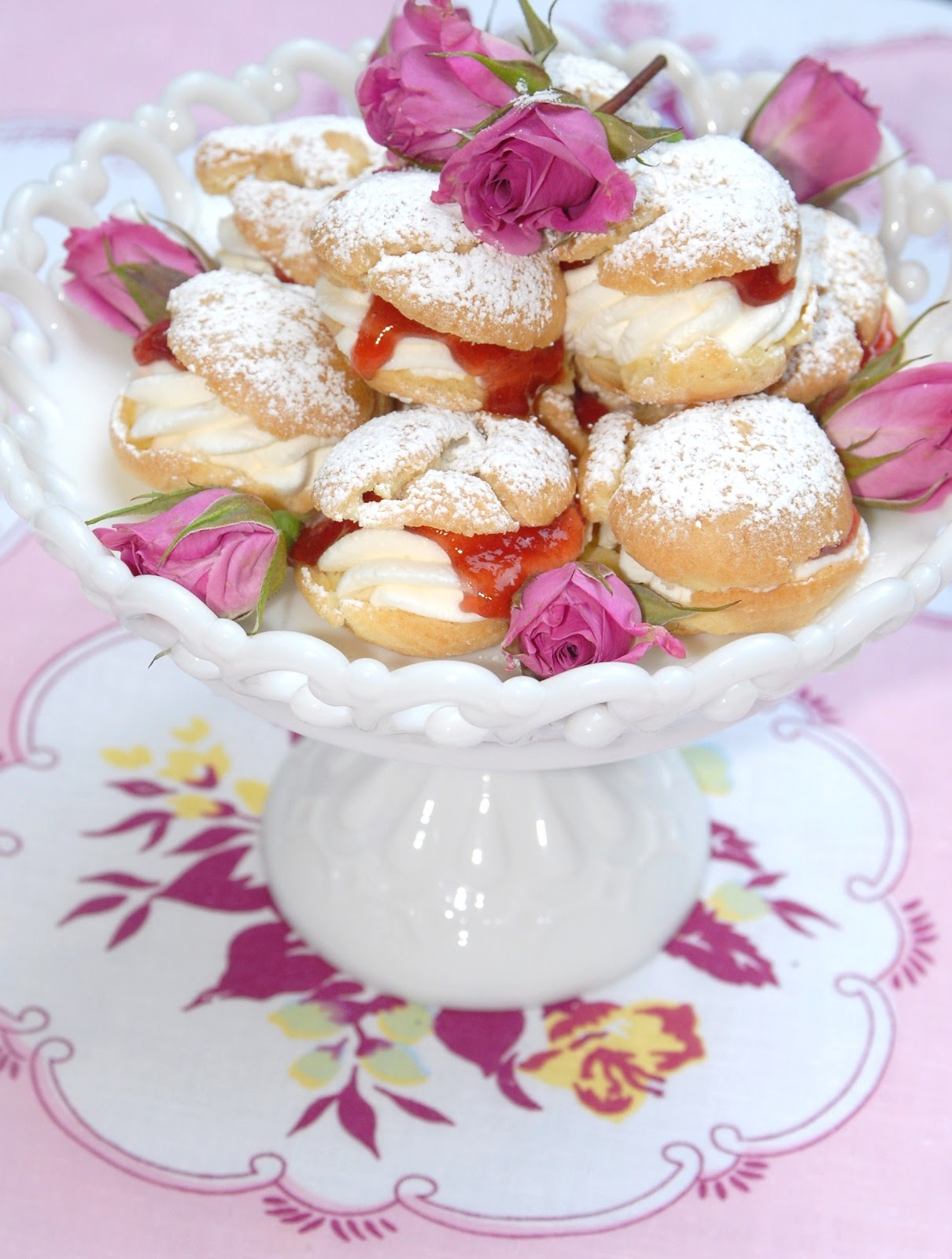 Pink Piccadilly Pastries Plum Puffs and Raspberry Cordial for an Anne