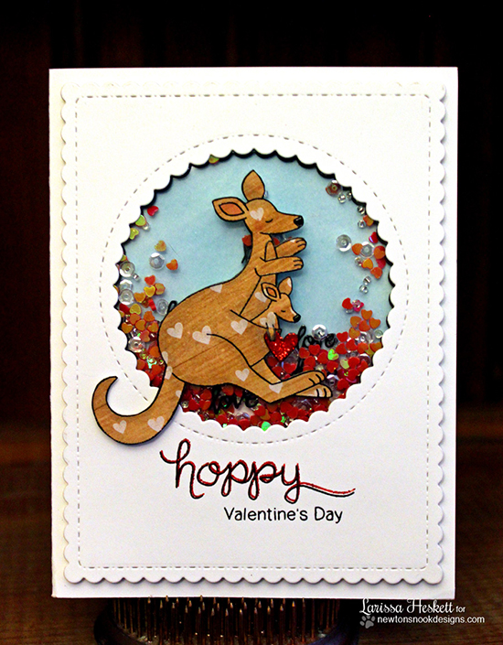 Kangaroo Valentine Card by Larissa Heskett | Hoppy Days Valentine Stamp Set by Newton's Nook Designs #newtonsnook