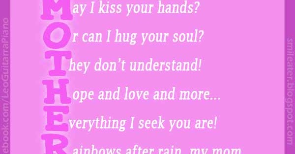 Smileater 2nd: MOTHERS DAY - ACROSTIC IN ENGLISH (WITH RHYMES)